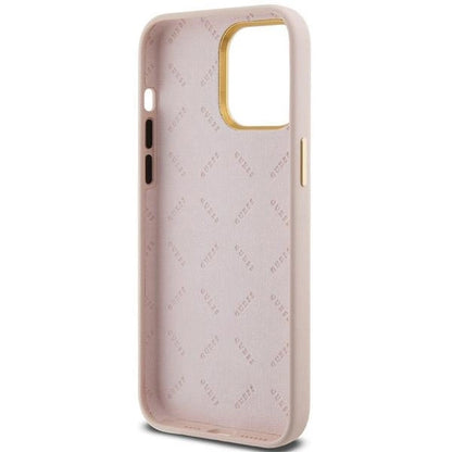 Guess Silicone Script Metal Logo &amp; Frame case for iPhone 15 Pro Max - pink_6
