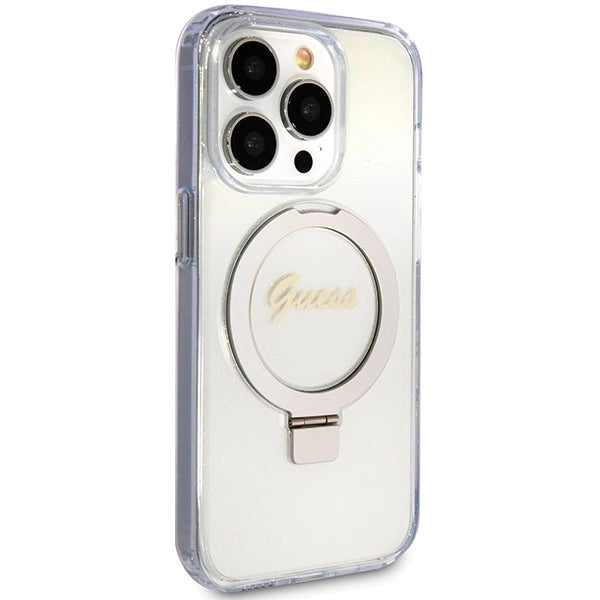 Guess Ring Stand Script Glitter MagSafe case for iPhone 15 Pro - transparent_3