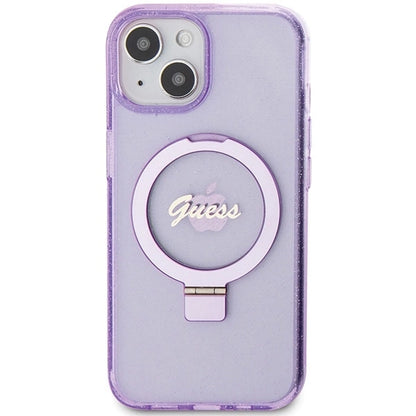 Guess Ring Stand Script Glitter MagSafe case for iPhone 15 Plus / 14 Plus - purple_2