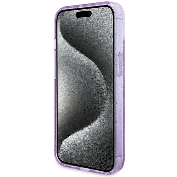 Guess Ring Stand Script Glitter MagSafe case for iPhone 15 Plus / 14 Plus - purple_4