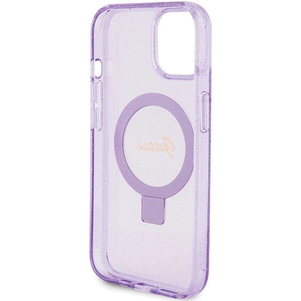 Guess Ring Stand Script Glitter MagSafe case for iPhone 15 Plus / 14 Plus - purple_6