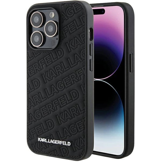 Karl Lagerfeld Quilted K Pattern iPhone 15 Pro Case - Black_0