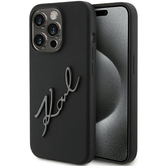 Karl Lagerfeld Silicone Karl Script case for iPhone 15 Pro - black_0