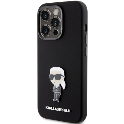 Karl Lagerfeld Silicone Ikonik Metal Pin case for iPhone 15 Pro - black_1