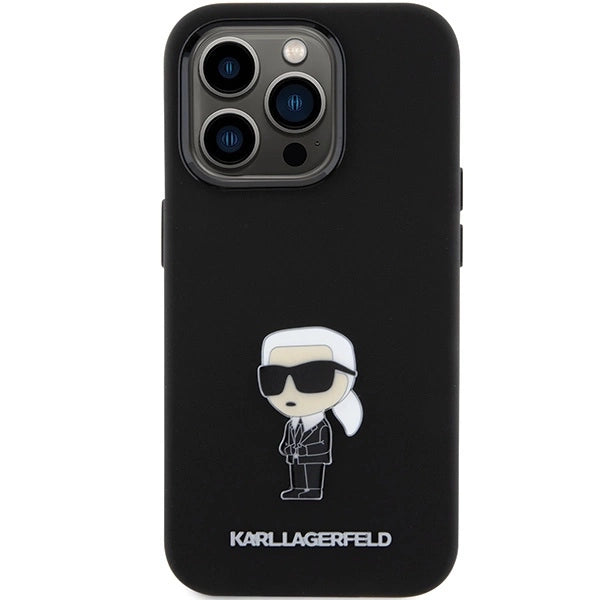 Karl Lagerfeld Silicone Ikonik Metal Pin case for iPhone 15 Pro - black_2