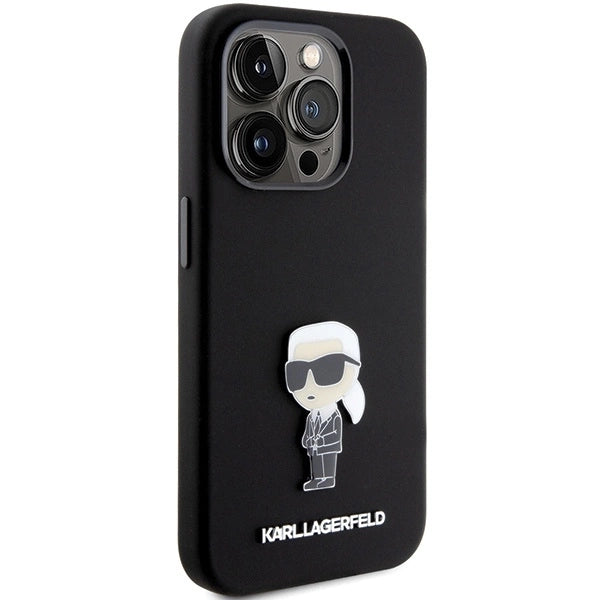 Karl Lagerfeld Silicone Ikonik Metal Pin case for iPhone 15 Pro - black_3