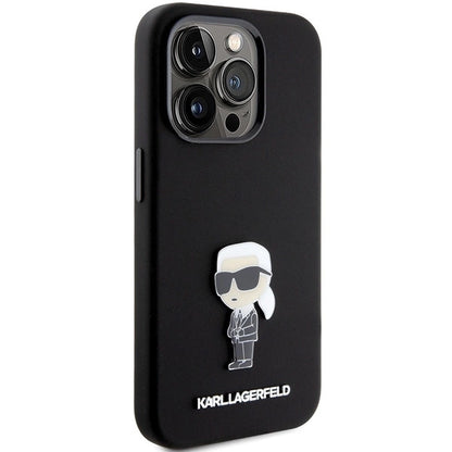 Karl Lagerfeld Silicone Ikonik Metal Pin case for iPhone 15 Pro - black_3