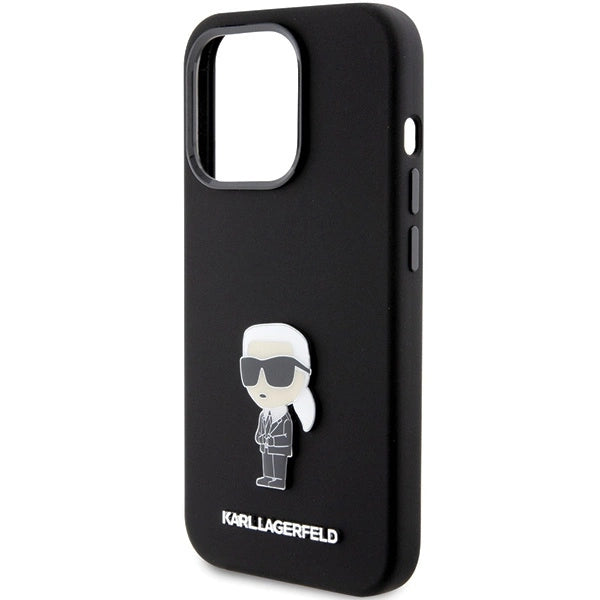 Karl Lagerfeld Silicone Ikonik Metal Pin case for iPhone 15 Pro - black_5