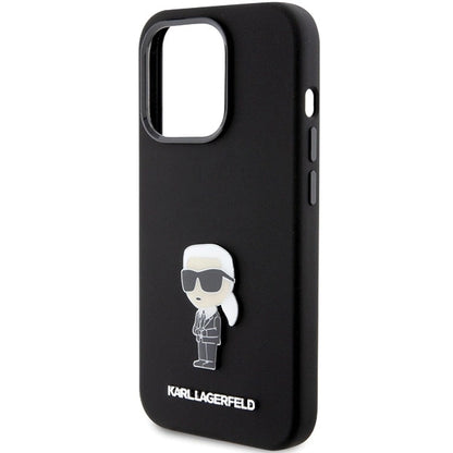 Karl Lagerfeld Silicone Ikonik Metal Pin case for iPhone 15 Pro - black_5