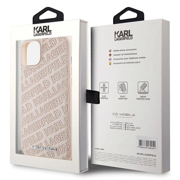 Karl Lagerfeld Quilted K Pattern case for iPhone 15 Plus / 14 Plus - pink_7