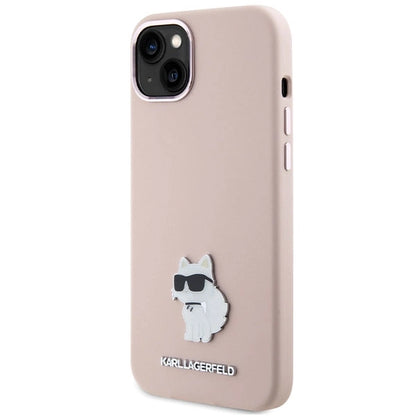 Karl Lagerfeld Silicone Choupette Metal Pin Case for iPhone 15 Plus / 14 Plus - Pink_1