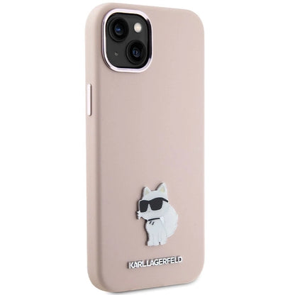Karl Lagerfeld Silicone Choupette Metal Pin Case for iPhone 15 Plus / 14 Plus - Pink_3