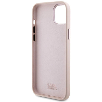 Karl Lagerfeld Silicone Choupette Metal Pin Case for iPhone 15 Plus / 14 Plus - Pink_6