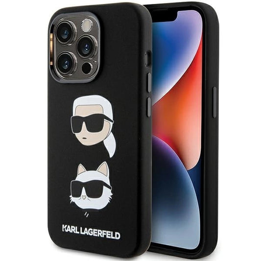 Karl Lagerfeld Silicone Karl&amp;Choupette Head case for iPhone 15 Pro Max - black_0
