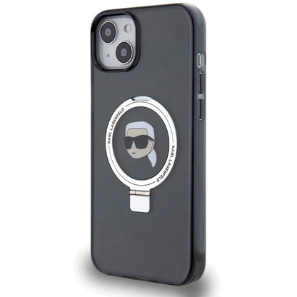Karl Lagerfeld Ring Stand Karl Head MagSafe Case for iPhone 15 Plus / 14 Plus - Black_1
