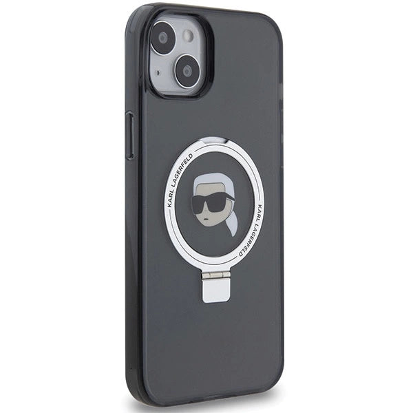 Karl Lagerfeld Ring Stand Karl Head MagSafe Case for iPhone 15 Plus / 14 Plus - Black_3