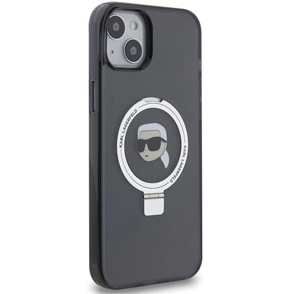 Karl Lagerfeld Ring Stand Karl Head MagSafe Case for iPhone 15 Plus / 14 Plus - Black_3