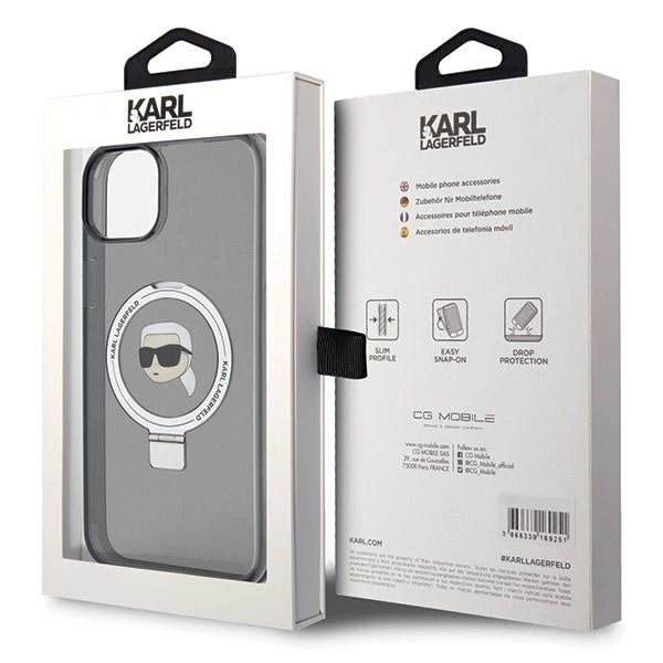 Karl Lagerfeld Ring Stand Karl Head MagSafe Case for iPhone 15 Plus / 14 Plus - Black_7
