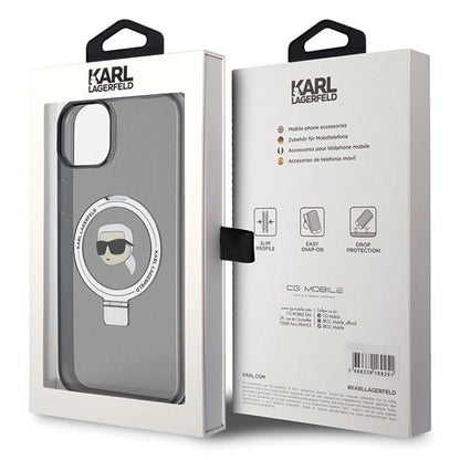 Karl Lagerfeld Ring Stand Karl Head MagSafe Case for iPhone 15 Plus / 14 Plus - Black_7