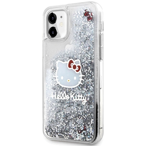 Hello Kitty Liquid Glitter Charms Kitty Head Case for iPhone 11 / Xr - Silver_1