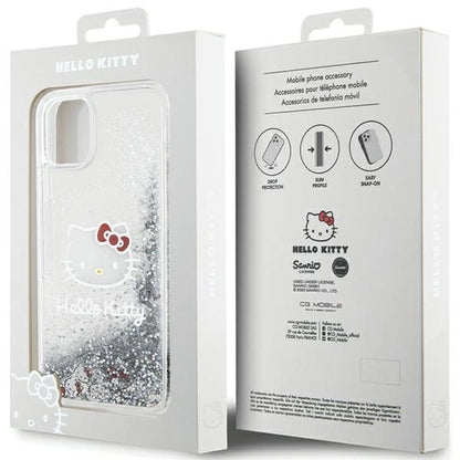 Hello Kitty Liquid Glitter Charms Kitty Head Case for iPhone 11 / Xr - Silver_7