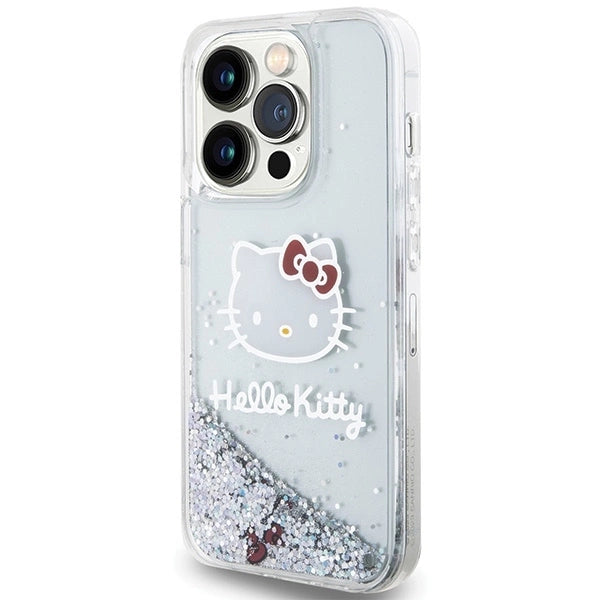 Hello Kitty Liquid Glitter Charms Kitty Head case for iPhone 13 Pro Max - silver_1