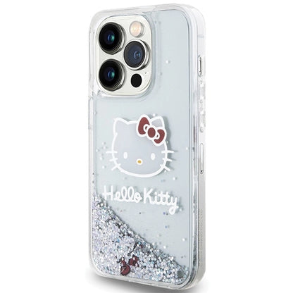 Hello Kitty Liquid Glitter Charms Kitty Head case for iPhone 13 Pro Max - silver_1