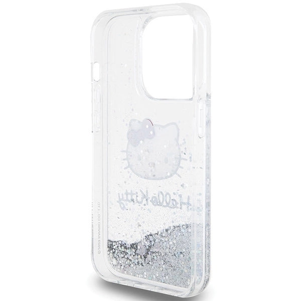 Hello Kitty Liquid Glitter Charms Kitty Head case for iPhone 14 Pro - silver_6