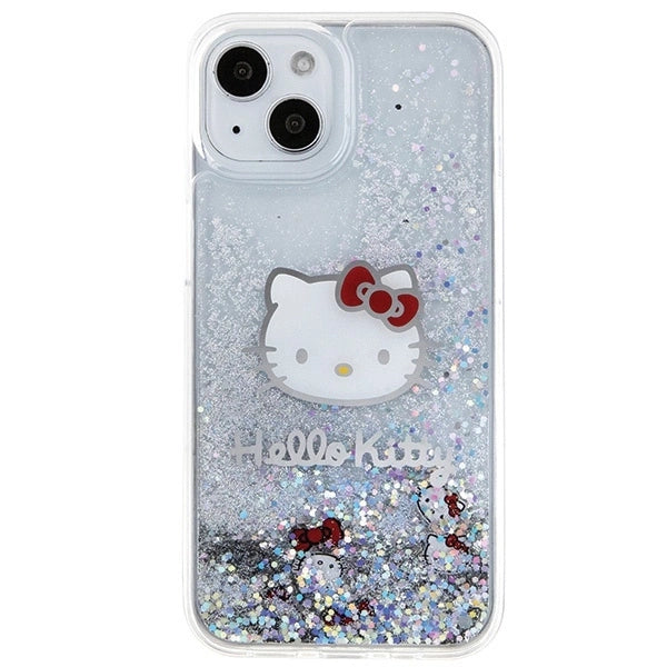 Hello Kitty Liquid Glitter Charms Kitty Head case for iPhone 14 - silver_2