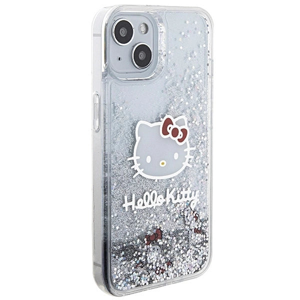 Hello Kitty Liquid Glitter Charms Kitty Head case for iPhone 14 - silver_3