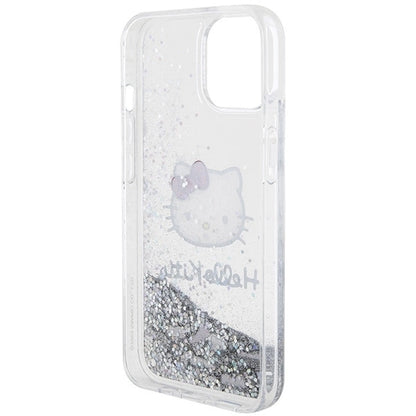 Hello Kitty Liquid Glitter Charms Kitty Head case for iPhone 14 - silver_4