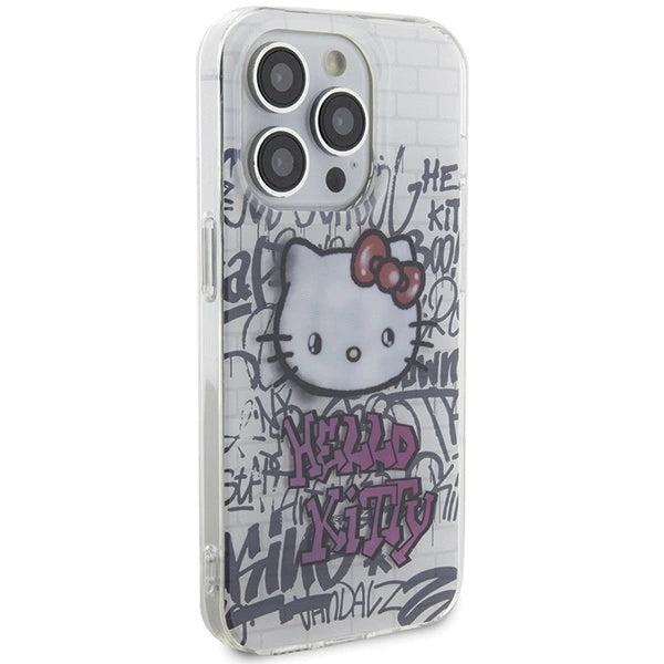 Hello Kitty IML Kitty On Bricks Graffiti case for iPhone 14 Pro Max - white_3
