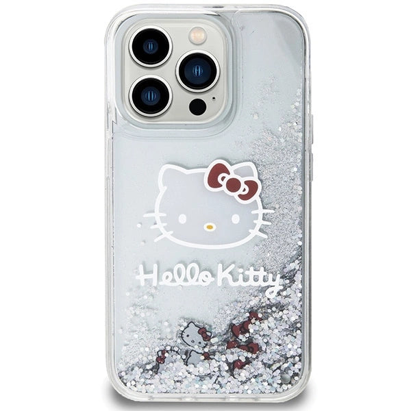 Hello Kitty Liquid Glitter Charms Kitty Head case for iPhone 14 Pro Max - silver_2