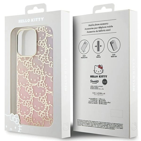 Hello Kitty IML Gradient Electrop Crowded Kitty Head Case for iPhone 15 Pro - Pink_7
