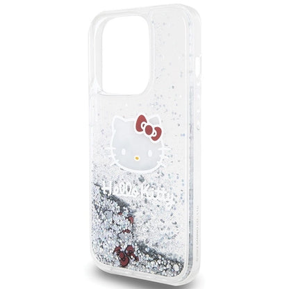 Hello Kitty Liquid Glitter Charms Kitty Head case for iPhone 15 Pro - silver_5