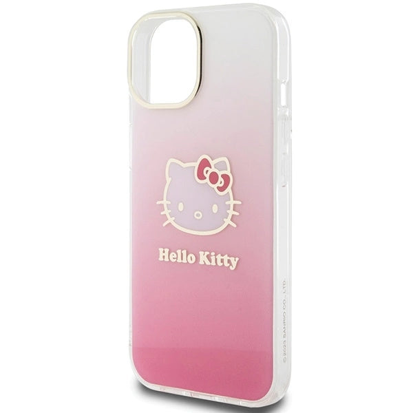 Hello Kitty IML Gradient Electrop Kitty Head case for iPhone 15 - pink_5