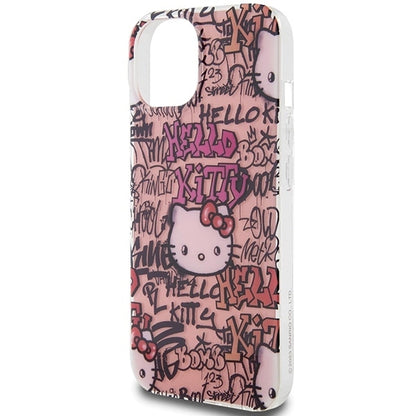 Hello Kitty IML Tags Graffiti case for iPhone 15 - pink_5