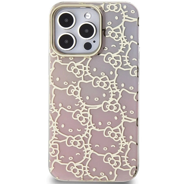 Hello Kitty IML Gradient Electrop Crowded Kitty Head Case for iPhone 15 Pro Max - Pink_2