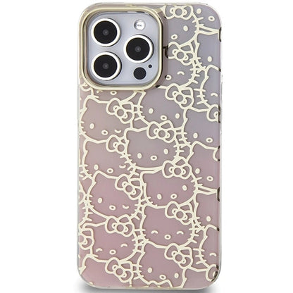Hello Kitty IML Gradient Electrop Crowded Kitty Head Case for iPhone 15 Pro Max - Pink_2
