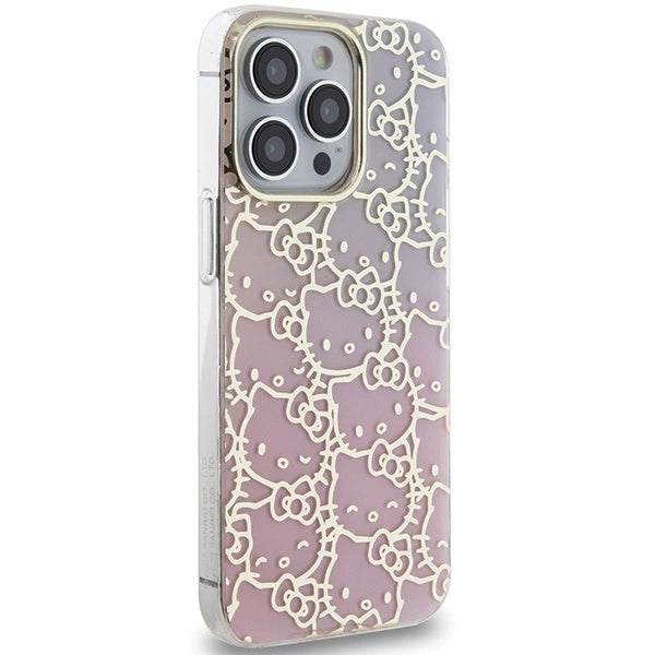 Hello Kitty IML Gradient Electrop Crowded Kitty Head Case for iPhone 15 Pro Max - Pink_3