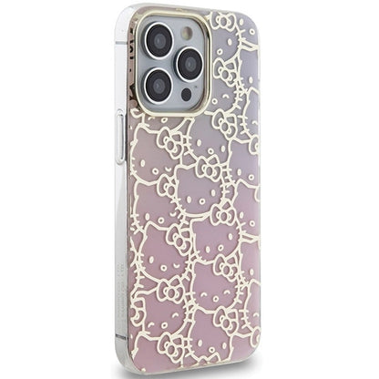 Hello Kitty IML Gradient Electrop Crowded Kitty Head Case for iPhone 15 Pro Max - Pink_3