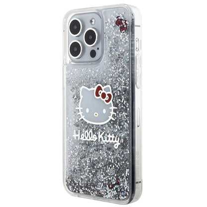 Hello Kitty Liquid Glitter Charms Kitty Head case for iPhone 15 Pro Max - silver_1