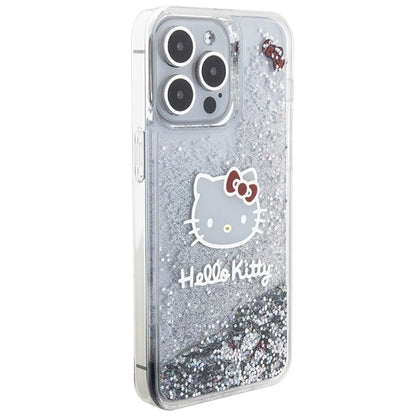 Hello Kitty Liquid Glitter Charms Kitty Head case for iPhone 15 Pro Max - silver_3