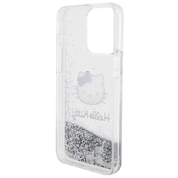 Hello Kitty Liquid Glitter Charms Kitty Head case for iPhone 15 Pro Max - silver_5