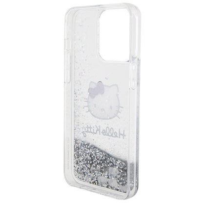 Hello Kitty Liquid Glitter Charms Kitty Head case for iPhone 15 Pro Max - silver_5