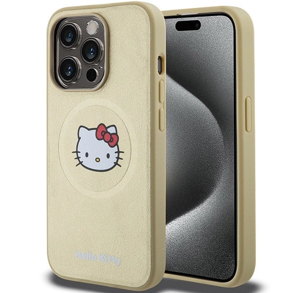 Hello Kitty Leather Kitty Head MagSafe case for iPhone 15 Pro - gold_0