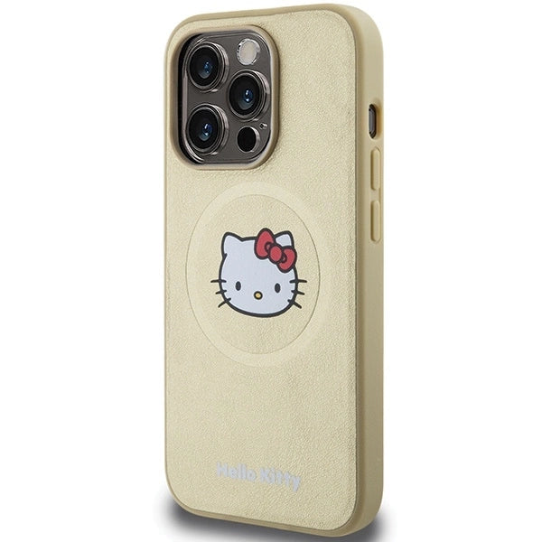 Hello Kitty Leather Kitty Head MagSafe case for iPhone 15 Pro - gold_1