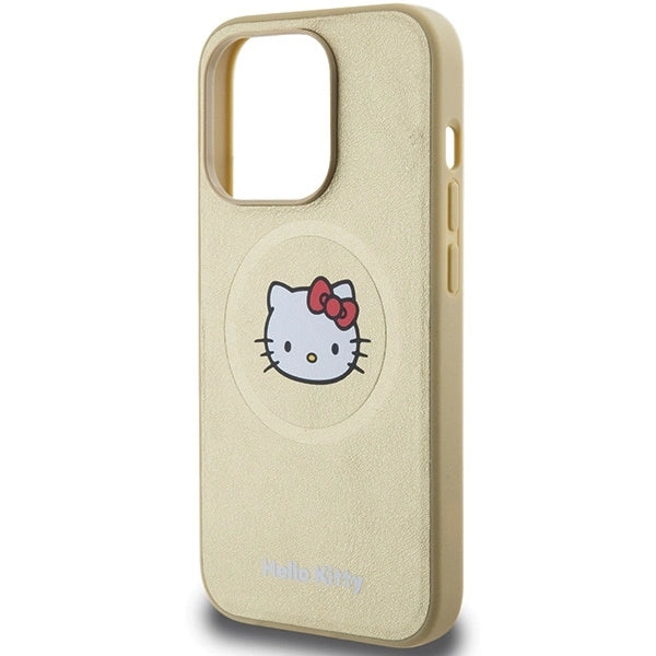 Hello Kitty Leather Kitty Head MagSafe case for iPhone 15 Pro - gold_5