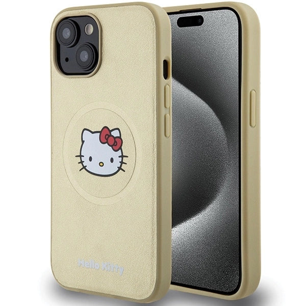 Hello Kitty Leather Kitty Head MagSafe case for iPhone 15 - gold_0