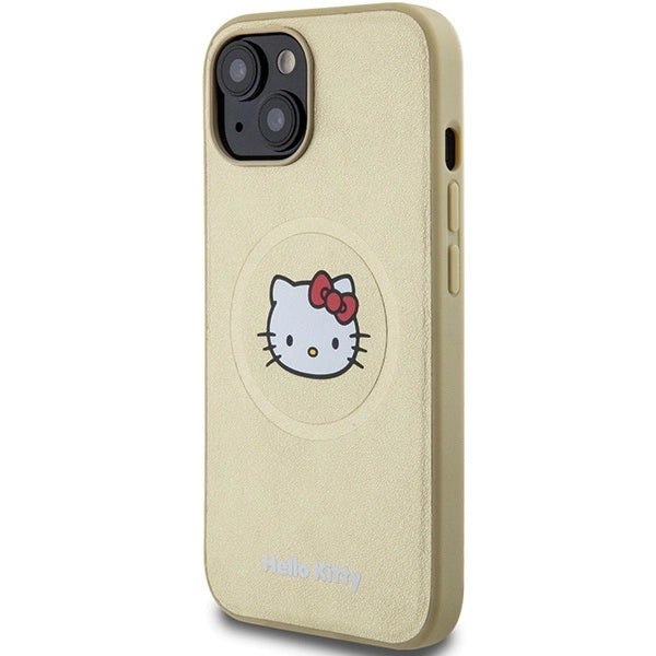 Hello Kitty Leather Kitty Head MagSafe case for iPhone 15 - gold_1